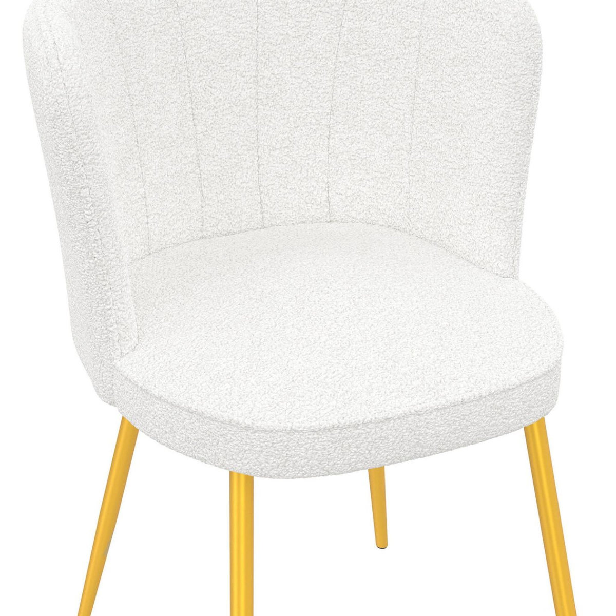 ID MARKET Lot de 2 chaises coquillage ADELAIDE bouclette blanche pieds dorés