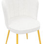 Voir la diapositive 6 : ID MARKET Lot de 2 chaises coquillage ADELAIDE bouclette blanche pieds dorés