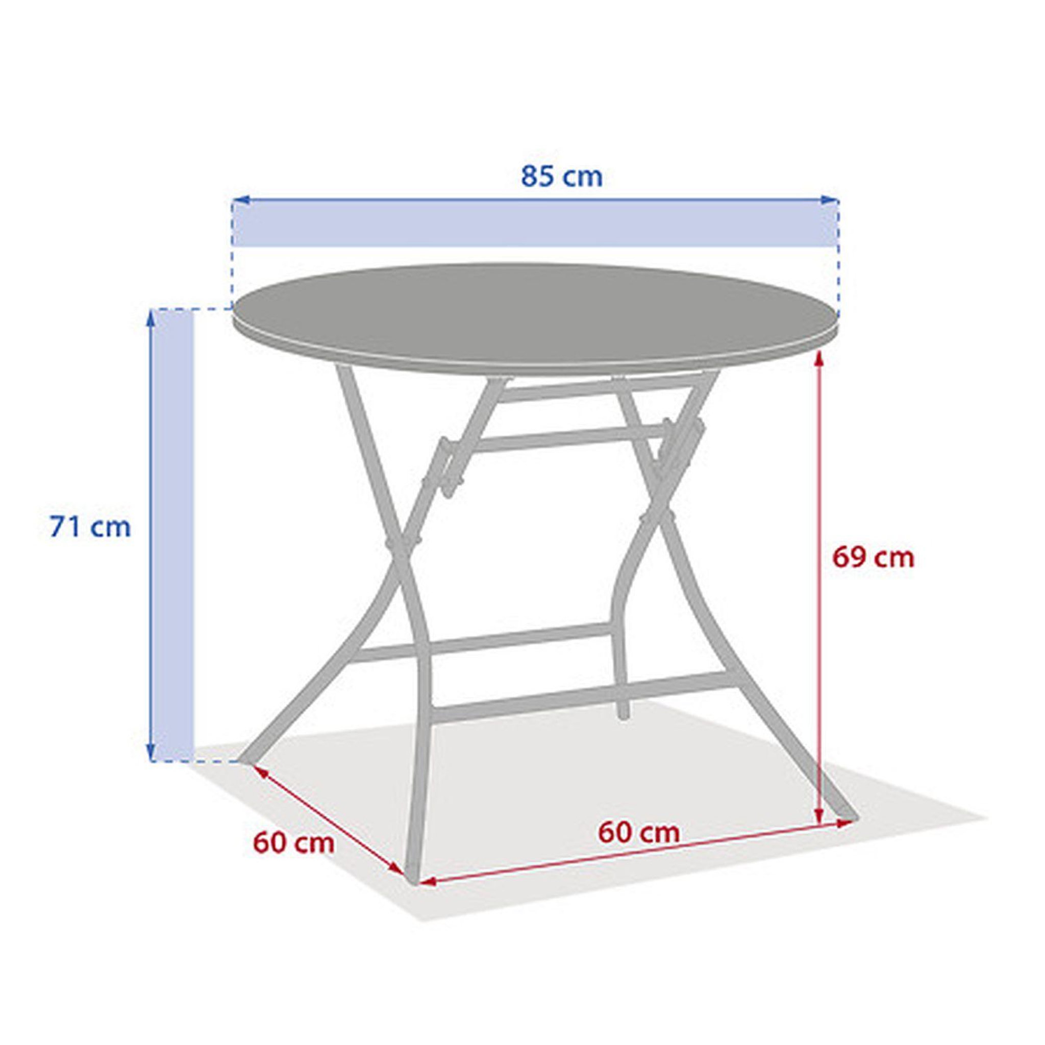 Voir la diapositive 3 : HESPERIDE Table de jardin pliante ronde 4 places GREENSBORO - Vert olive