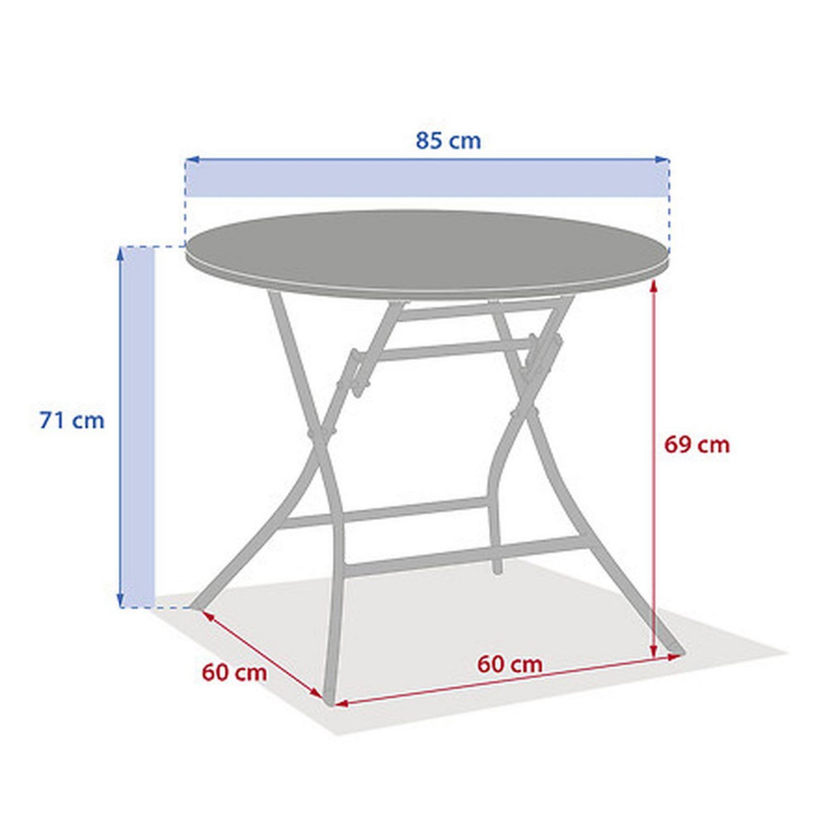 HESPERIDE Table de jardin pliante ronde 4 places GREENSBORO - Vert olive