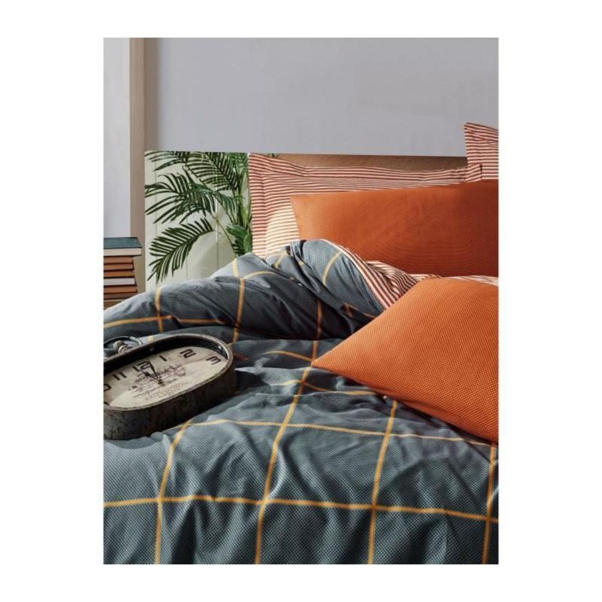 GENERIQUE Parure de lit - 129CTN62590 - 1 housse de couette 220 x 240 cm + 2 taies d'oreiller 60 x 60 cm - 100% coton ranforcé - Cannelle