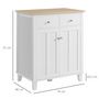 Voir la diapositive 3 : HOMCOM Buffet multi-rangement 2 portes avec étagère 2 tiroirs coulissants panneaux particules blanc aspect bois clair