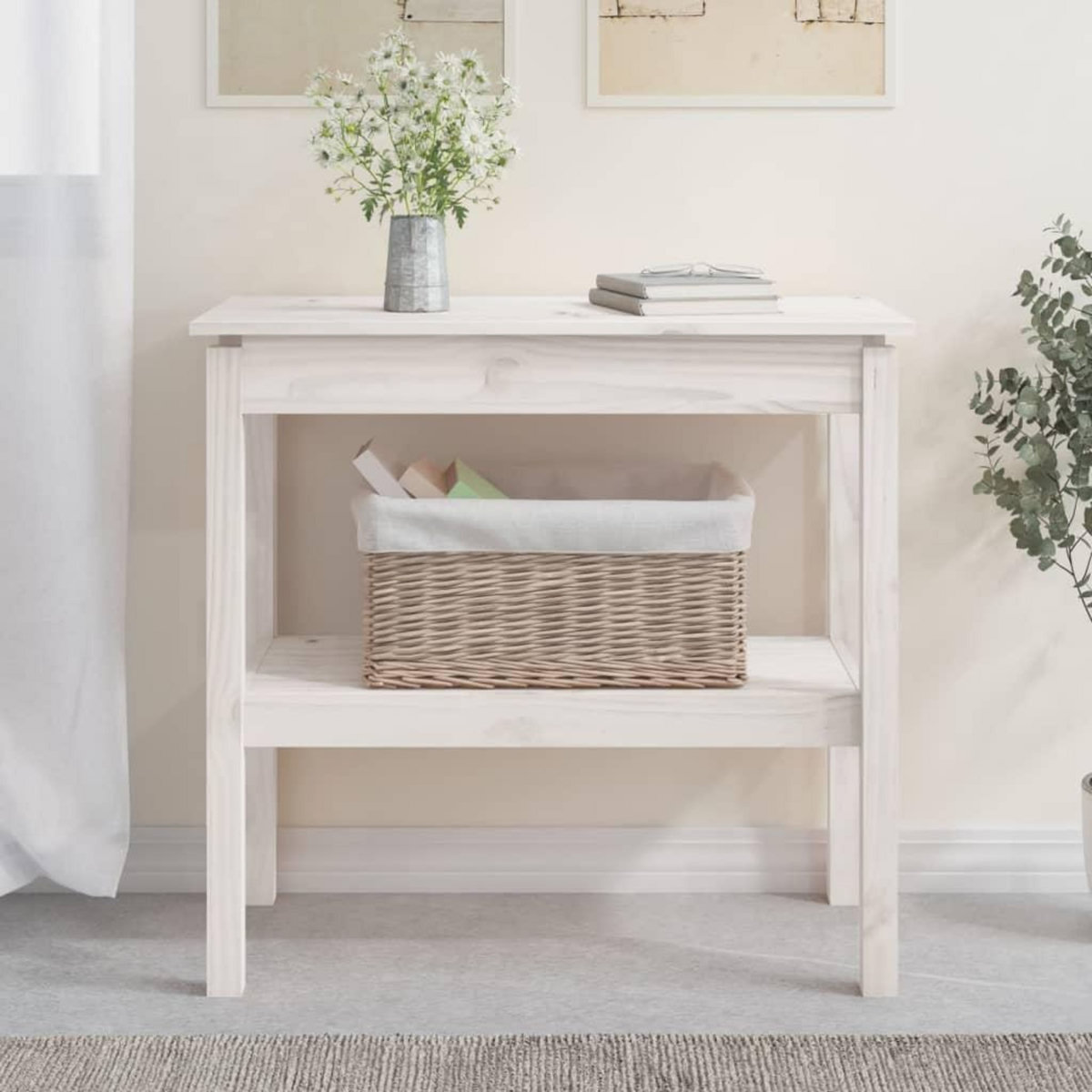 VIDAXL Table console Blanc 80x40x75 cm Bois de pin solide