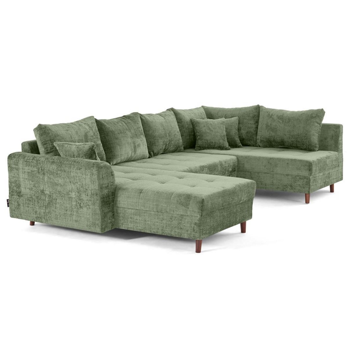 LISA DESIGN Rune - canapé panoramique d'angle droit 7 places en velours texturé