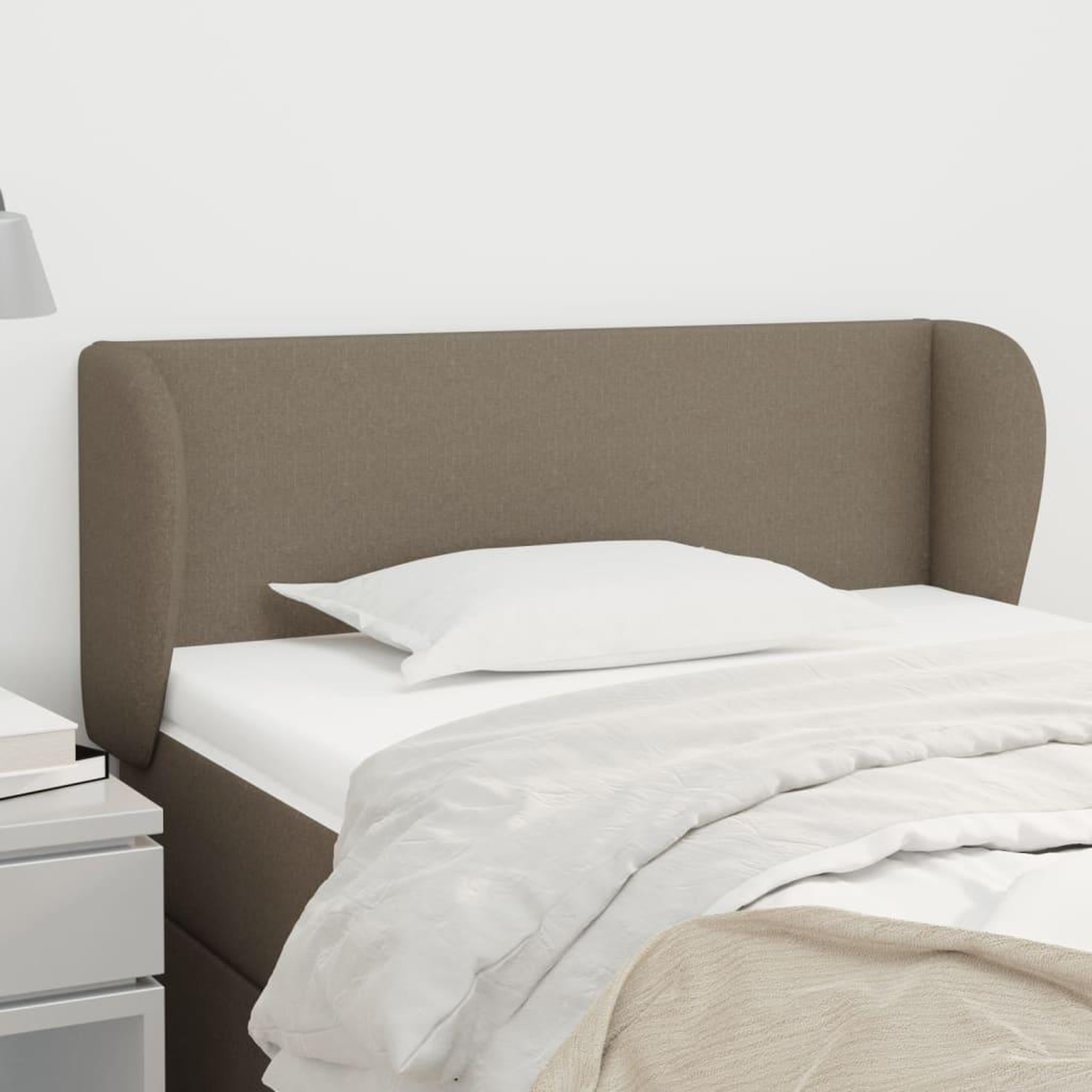 Voir la diapositive 1 : VIDAXL Tete de lit avec oreilles Taupe 93x23x78/88 cm Tissu