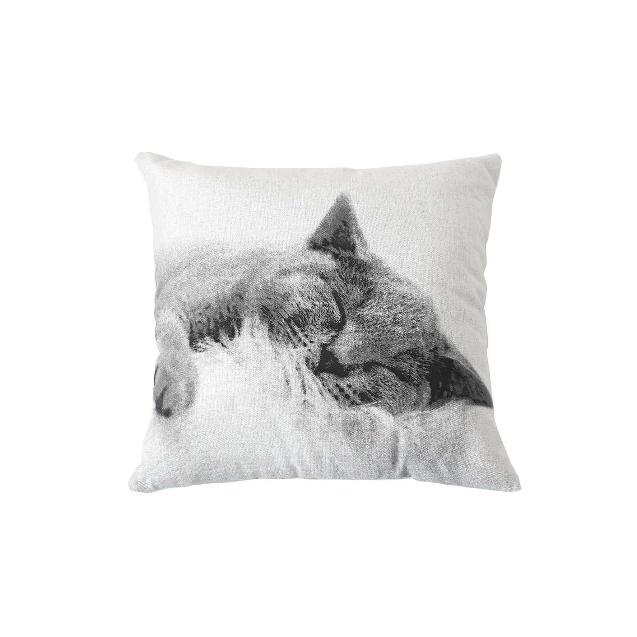 TOILINUX Coussin imprimé chat - 30 x 50 cm - noir et blanc