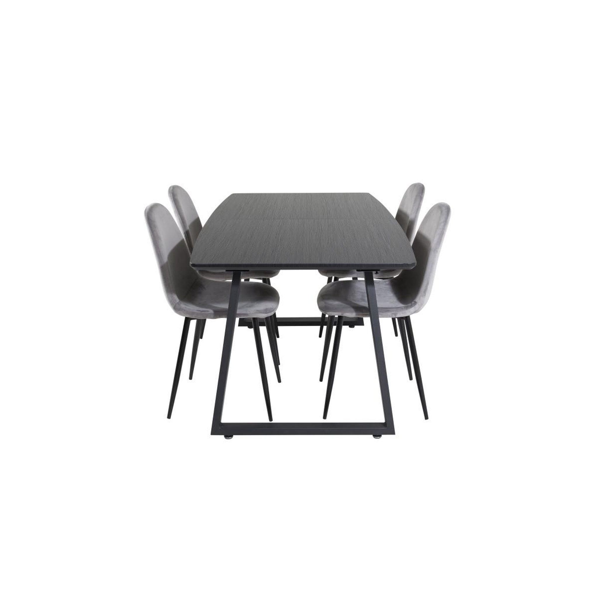 Voir la diapositive 2 : Paris Prix Ensemble table à manger extensible & 4 chaises  inca & polar  160-200cm noir & gris