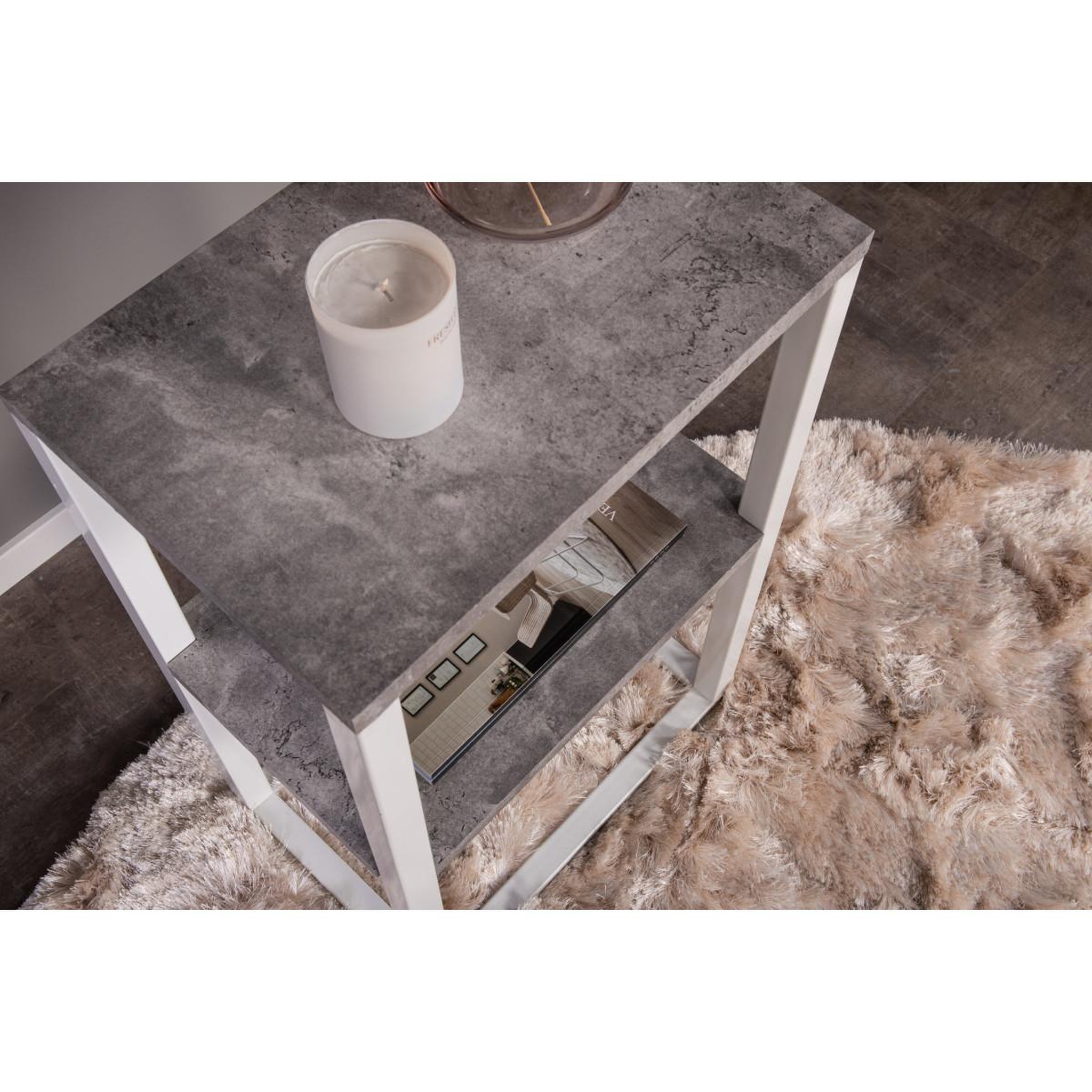 Voir la diapositive 5 : Paris Prix Table de chevet double  rise  68cm gris & blanc