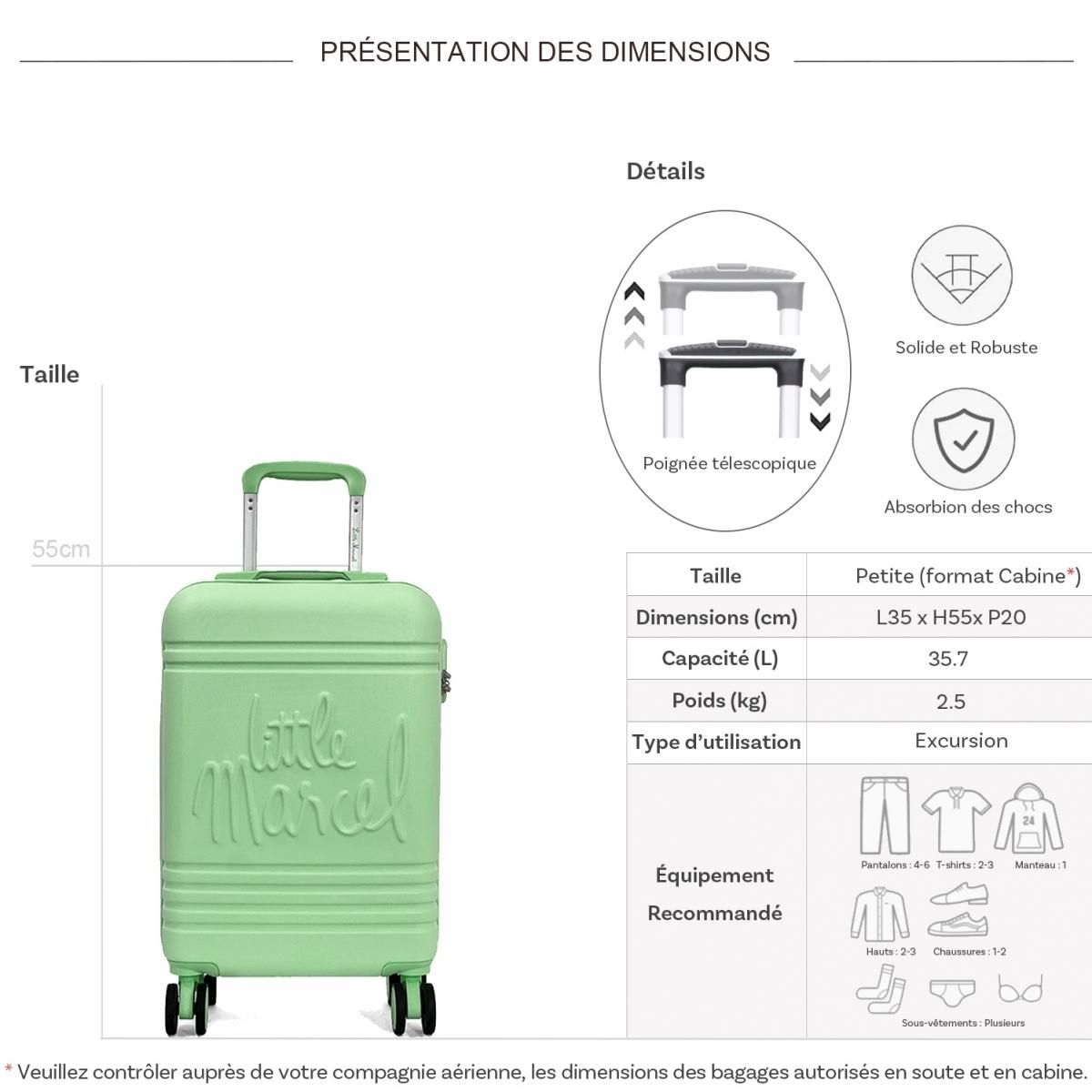 Little Marcel Valise cabine passe-partout rigide 55 cm