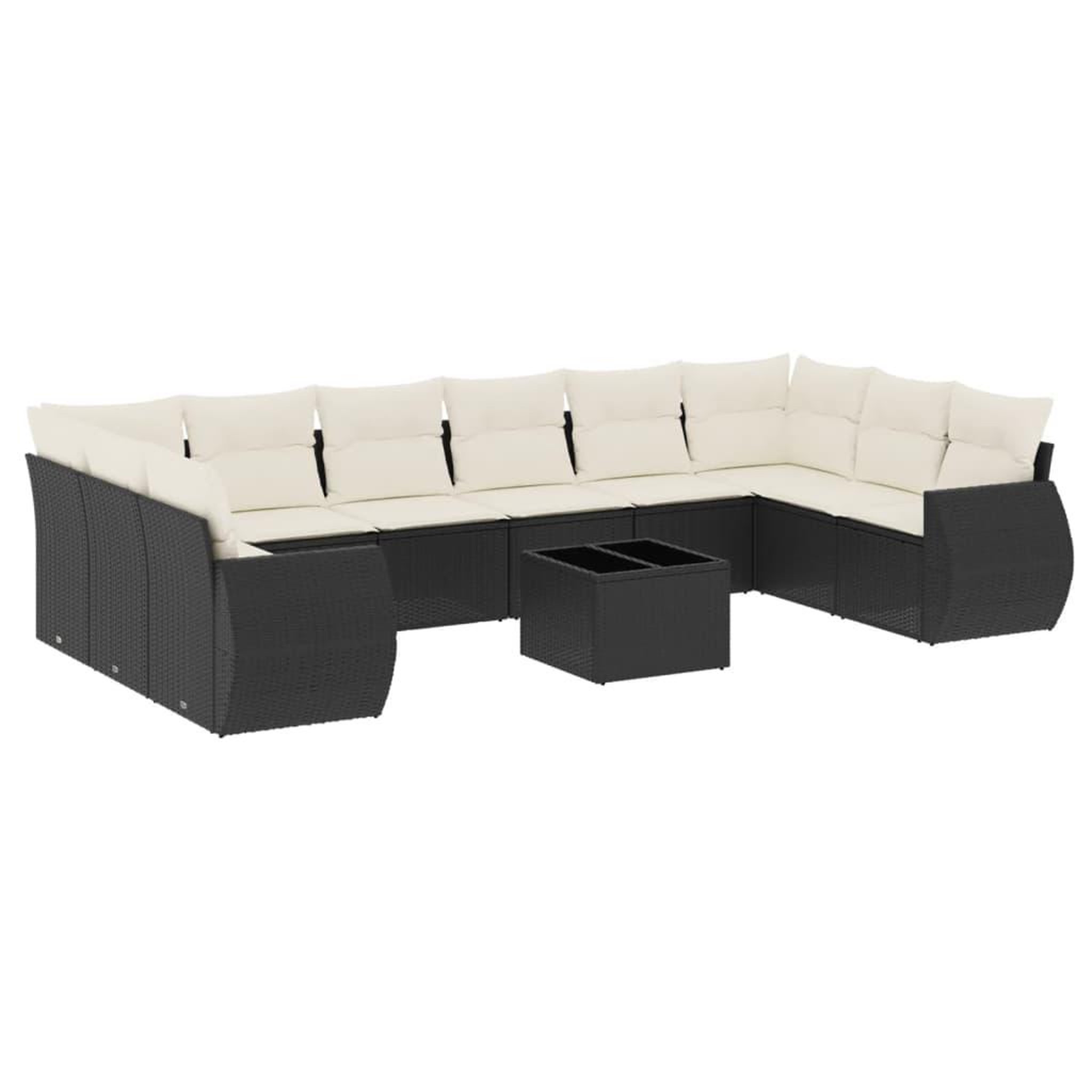 Voir la diapositive 2 : VIDAXL Salon de jardin 11 pcs avec coussins noir resine tressee