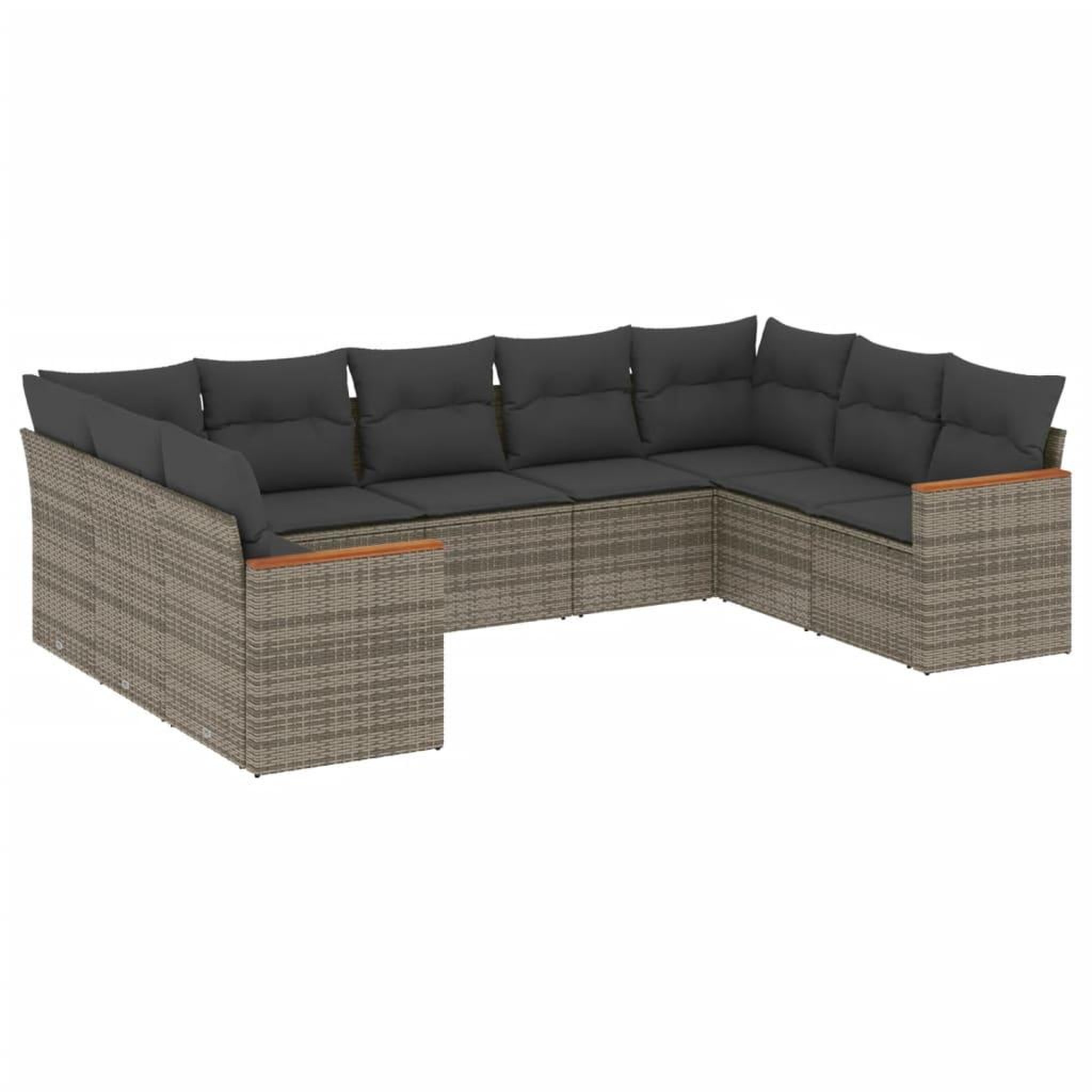Voir la diapositive 2 : VIDAXL Salon de jardin 9 pcs avec coussins gris resine tressee