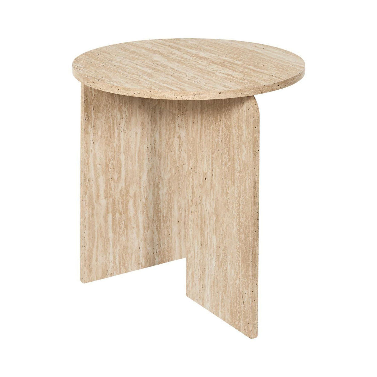 The Home Deco Factory Table d'appoint ronde effet travertin PIETRA - D.45 cm - Beige