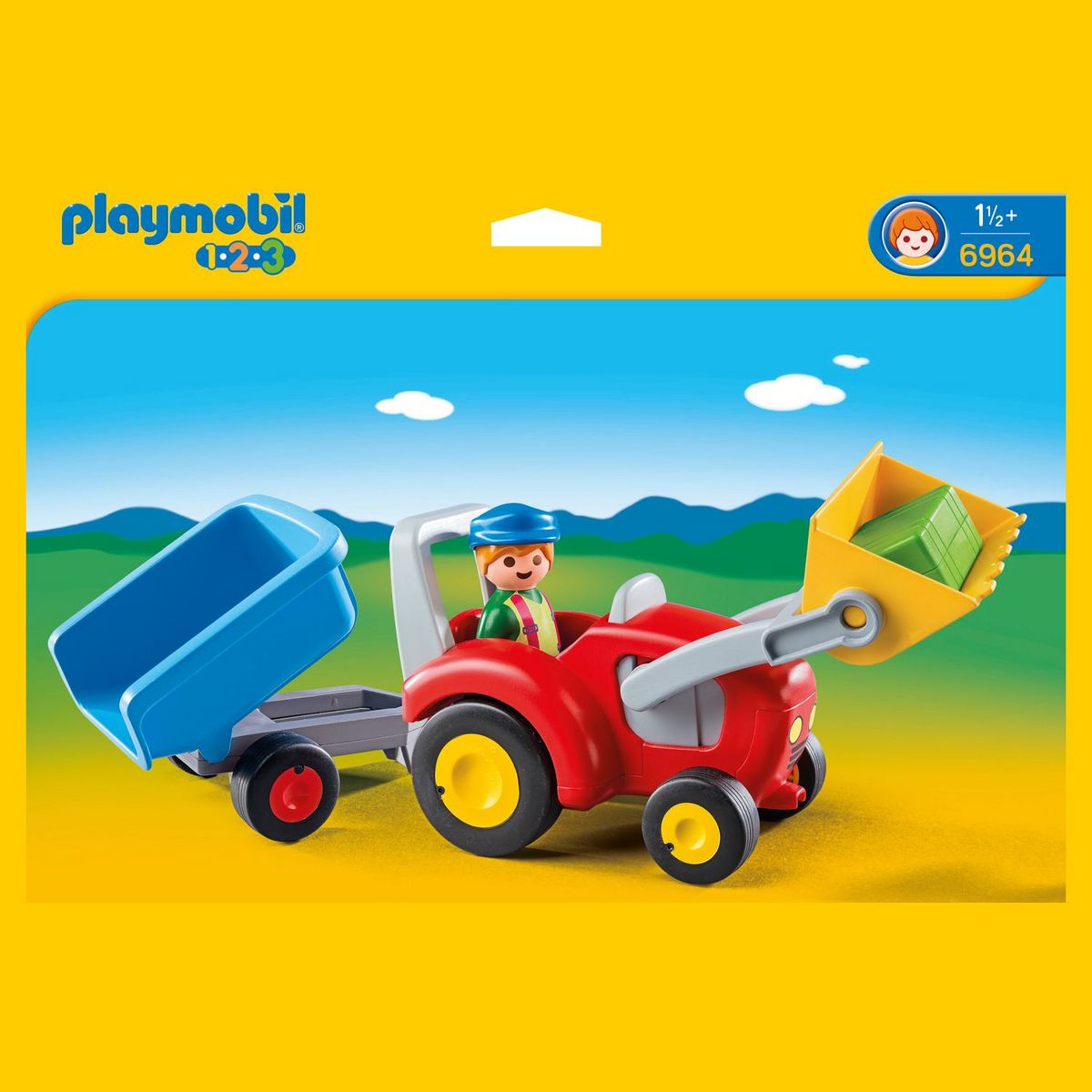 PLAYMOBIL 6964 - 1.2.3 - Fermier avec tracteur et remorque 