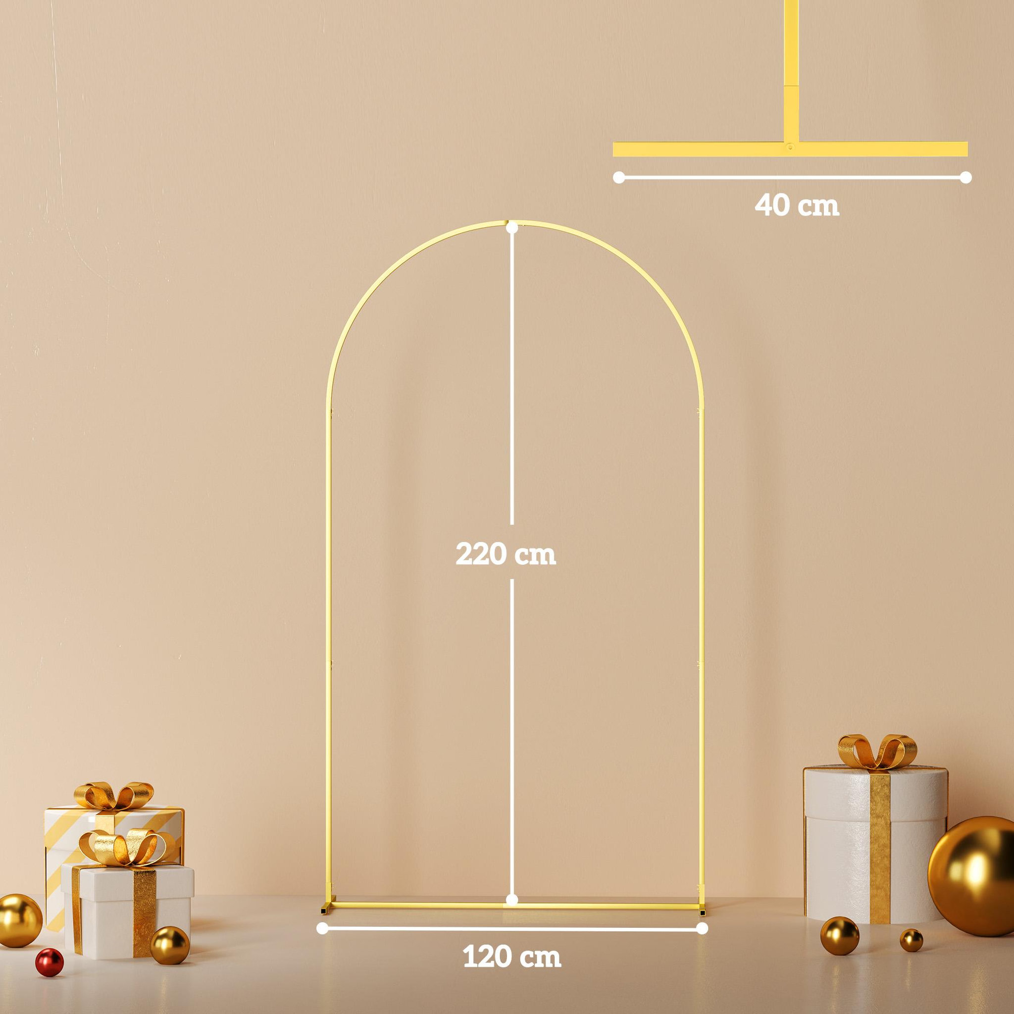 Voir la diapositive 3 : OUTSUNNY Arche décorative - arche de mariage - arche de ballon - dim. 120L x 40l x 220H cm - métal doré