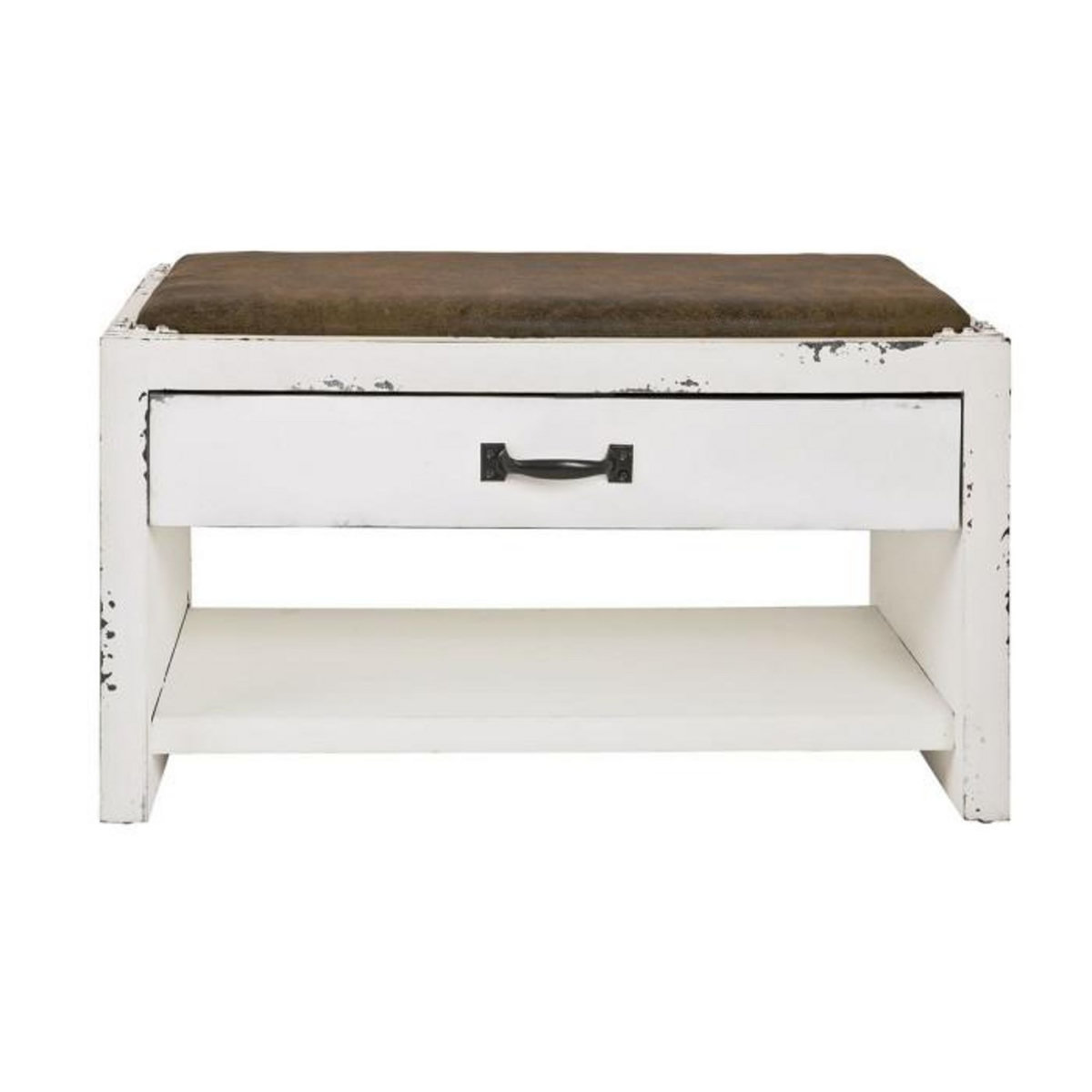 Paris Prix Range-Chaussures & Assise  Parquet  72cm Blanc