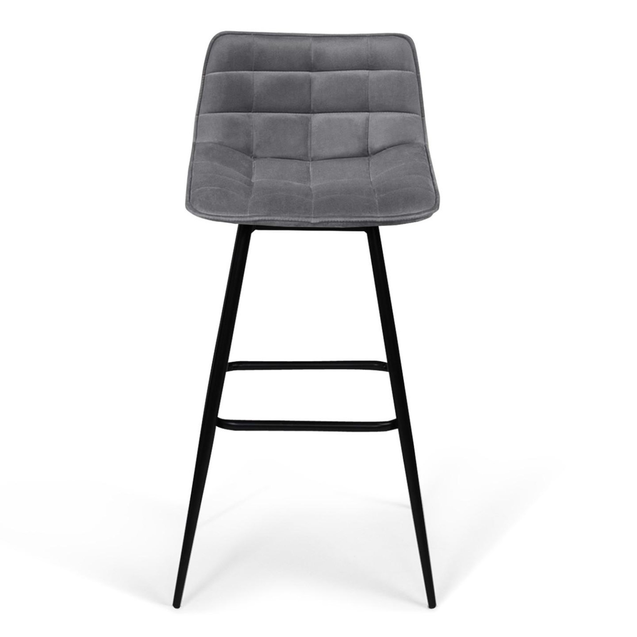 Voir la diapositive 3 : ID MARKET Lot de 4 tabourets de bar mady en velours gris clair