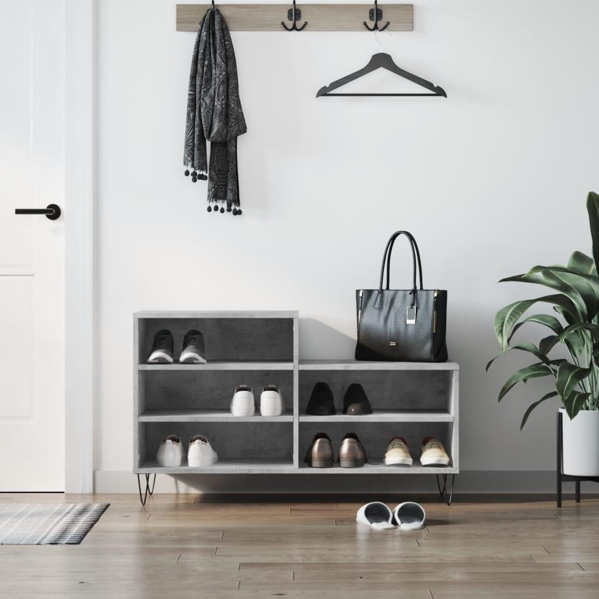 VIDAXL Armoire a chaussures Gris beton 102x36x60 cm Bois d'ingenierie