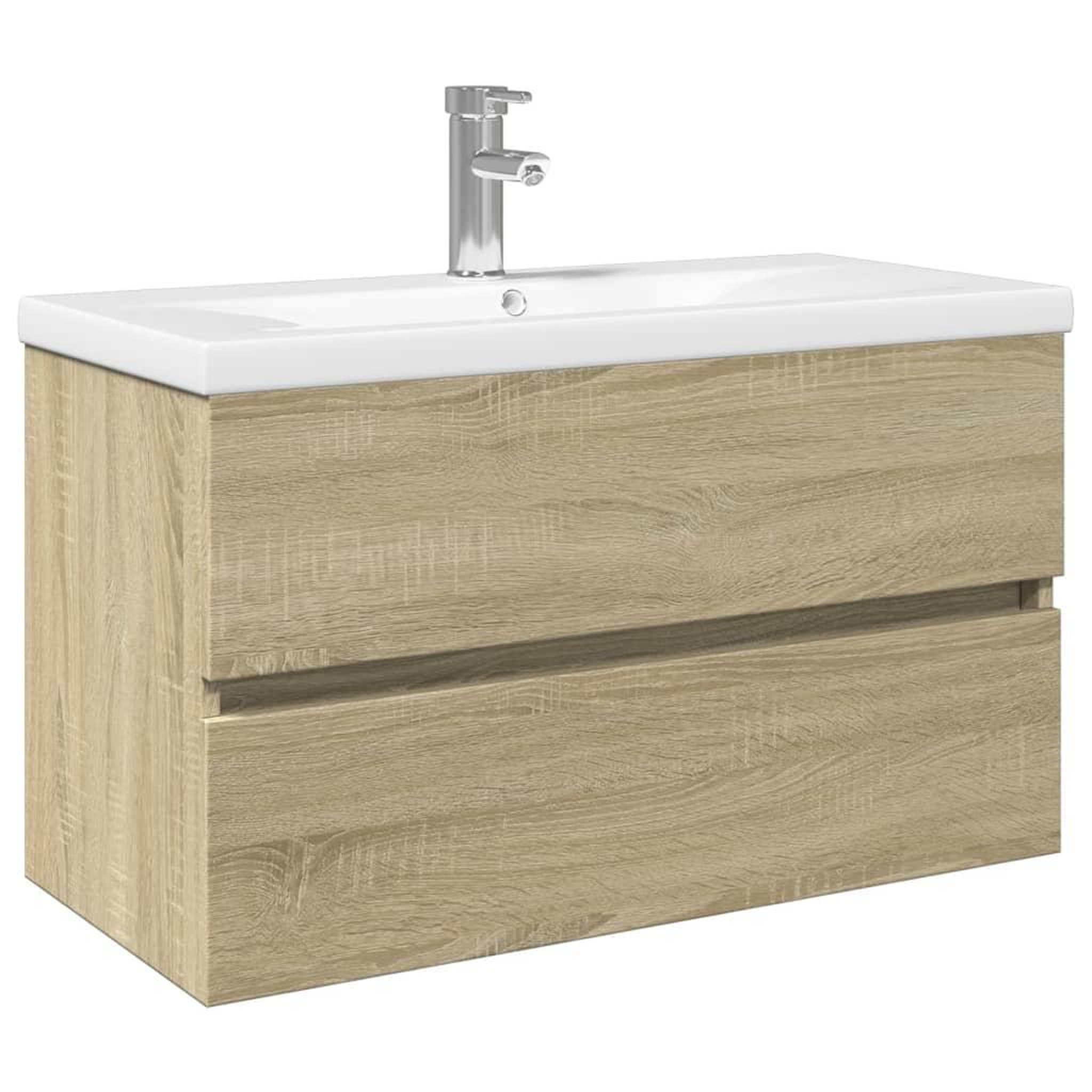 Voir la diapositive 2 : VIDAXL Ensemble de meubles de bain 2pcs ceramique et bois d'ingenierie