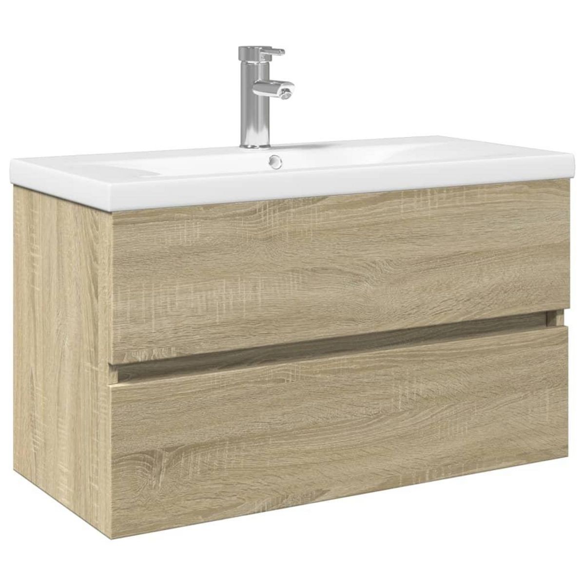 VIDAXL Ensemble de meubles de bain 2pcs ceramique et bois d'ingenierie
