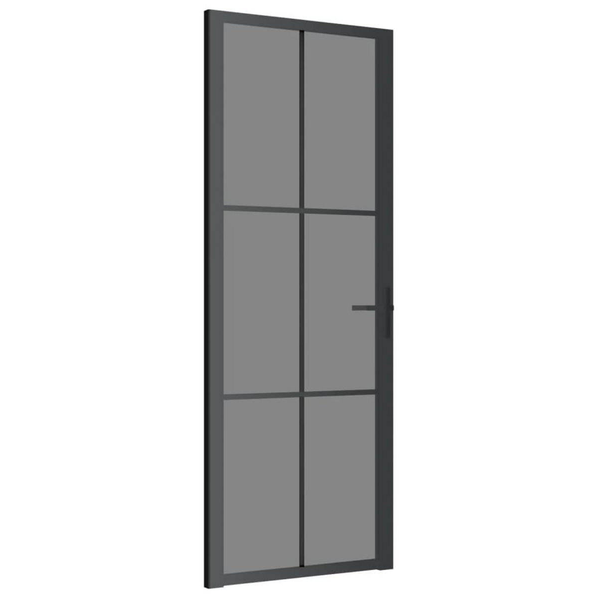 VIDAXL Porte interieure 76x201,5 cm Noir Verre ESG et aluminium