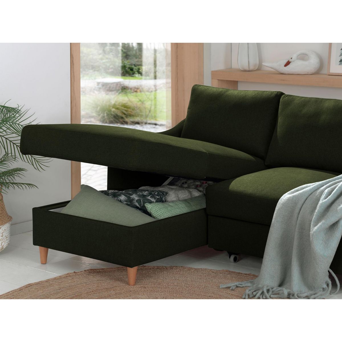 LISA DESIGN Will - canapé d'angle gauche - convertible avec coffre - 4 places - en tissu