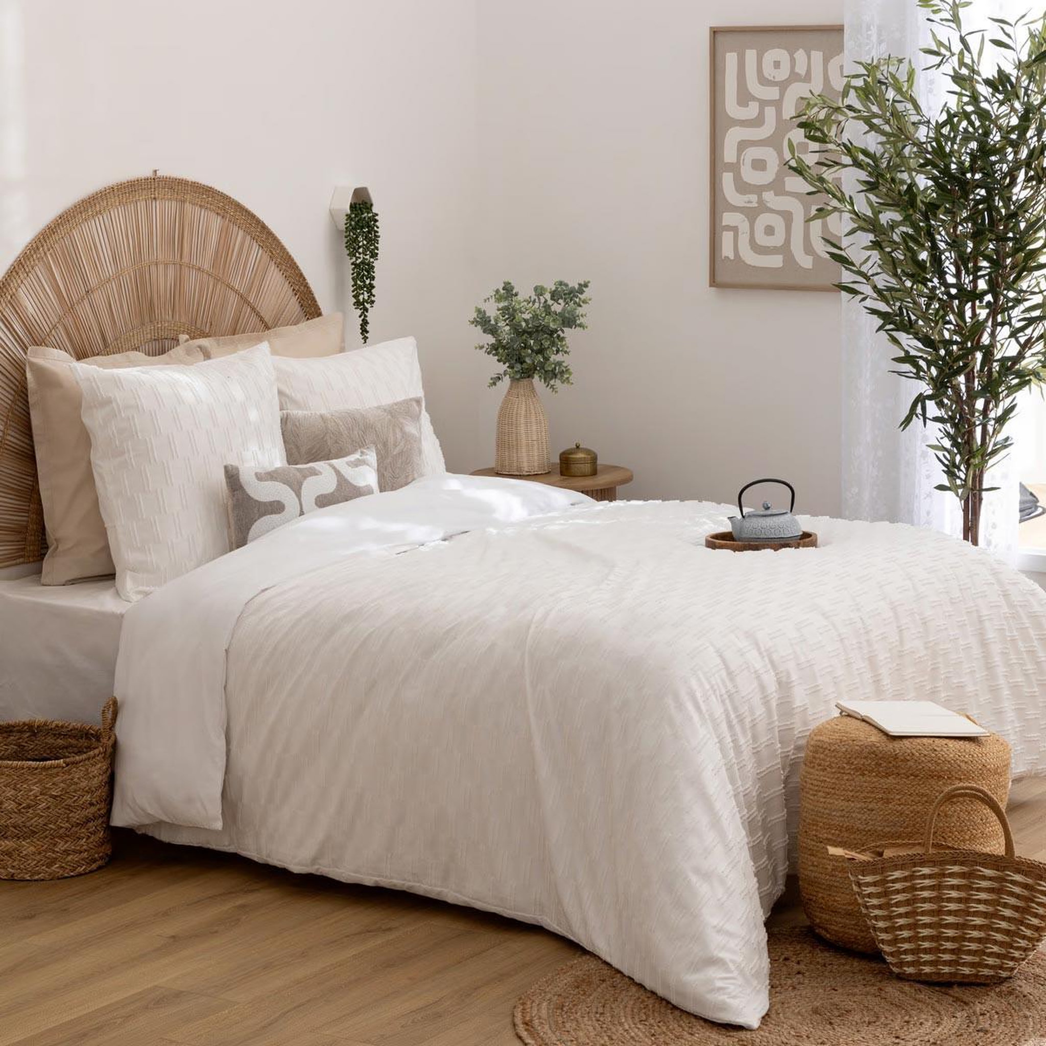 ATMOSPHERA Parure de lit jacquard 3 pièces  edie  260x240cm blanc