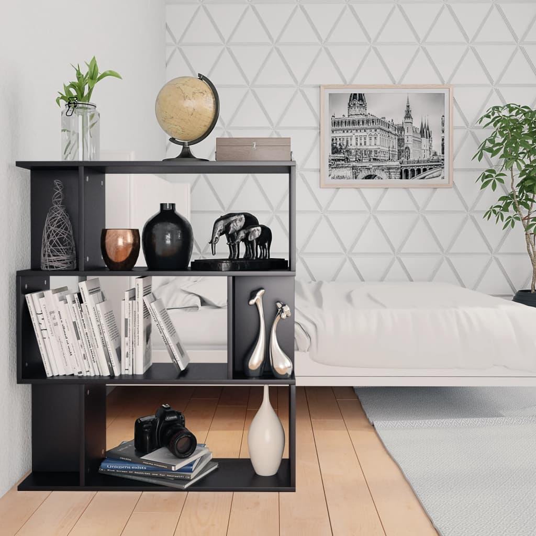 Voir la diapositive 4 : VIDAXL Bibliotheque/Cloison Noir 80x24x96 cm cm Bois d'ingenierie