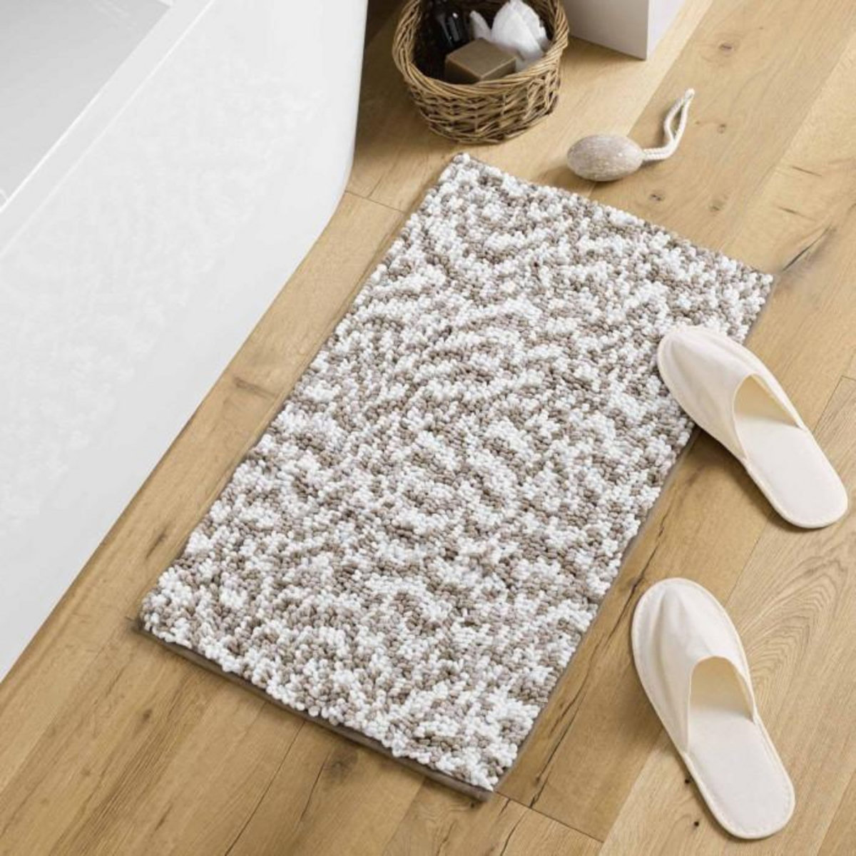 Paris Prix Tapis de Bain  Friza  45x75cm Sable & Marron