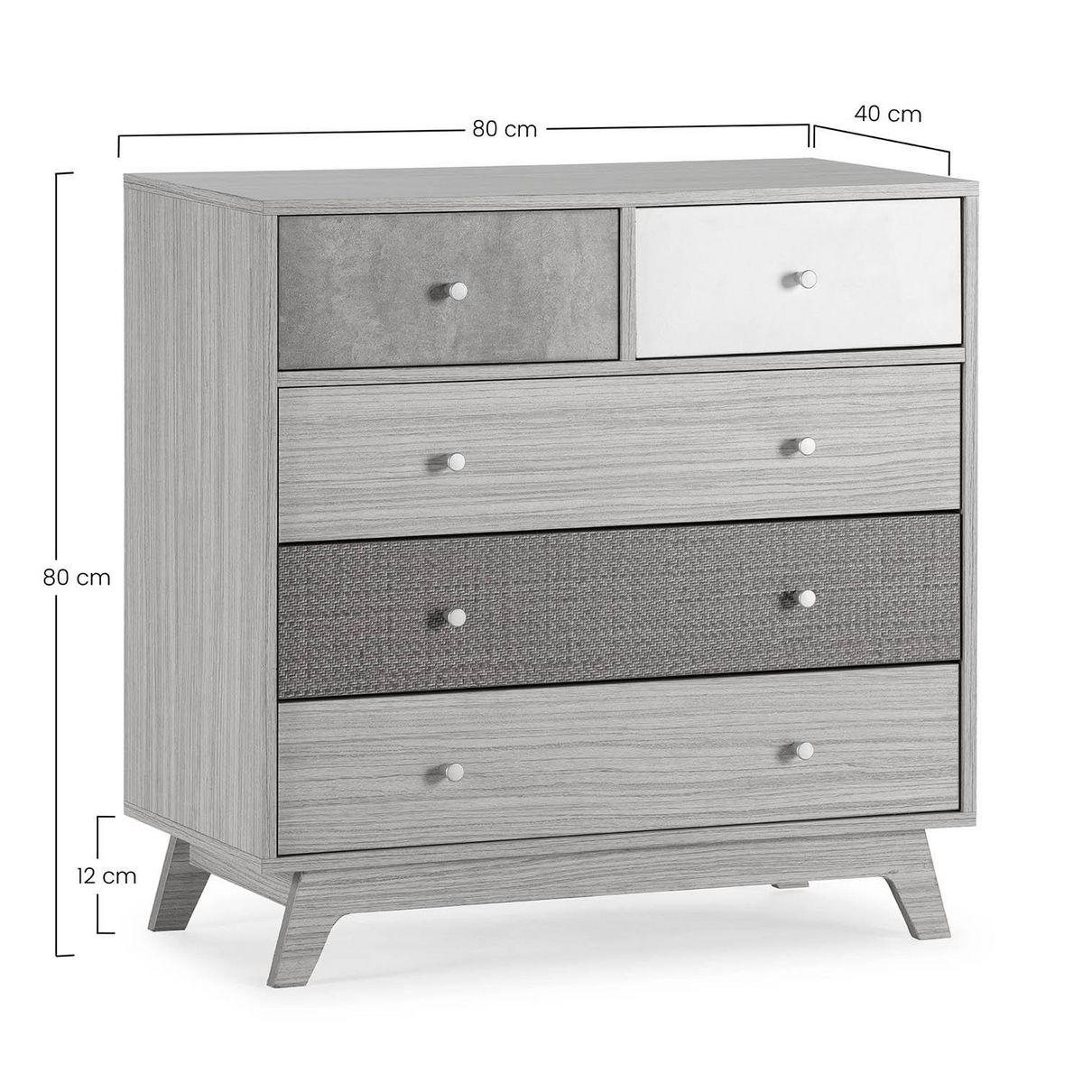 VS VENTA-STOCK Commode de nuit Maia 5 tiroirs multicolores