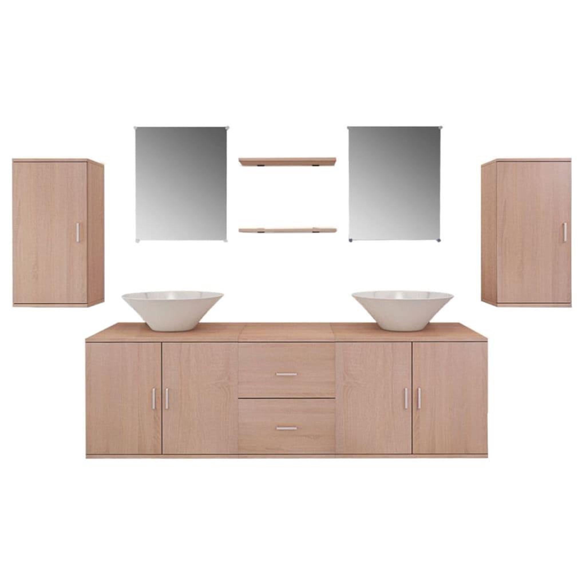 Voir la diapositive 2 : VIDAXL Mobilier de salle de bain avec lavabo 9 pcs Beige