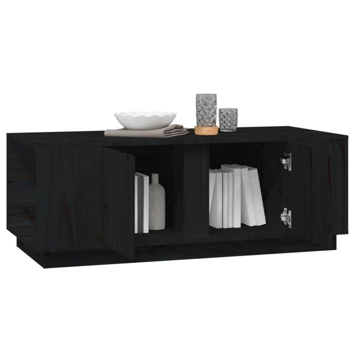 VIDAXL Table basse Noir 110x50x40 cm Bois massif de pin