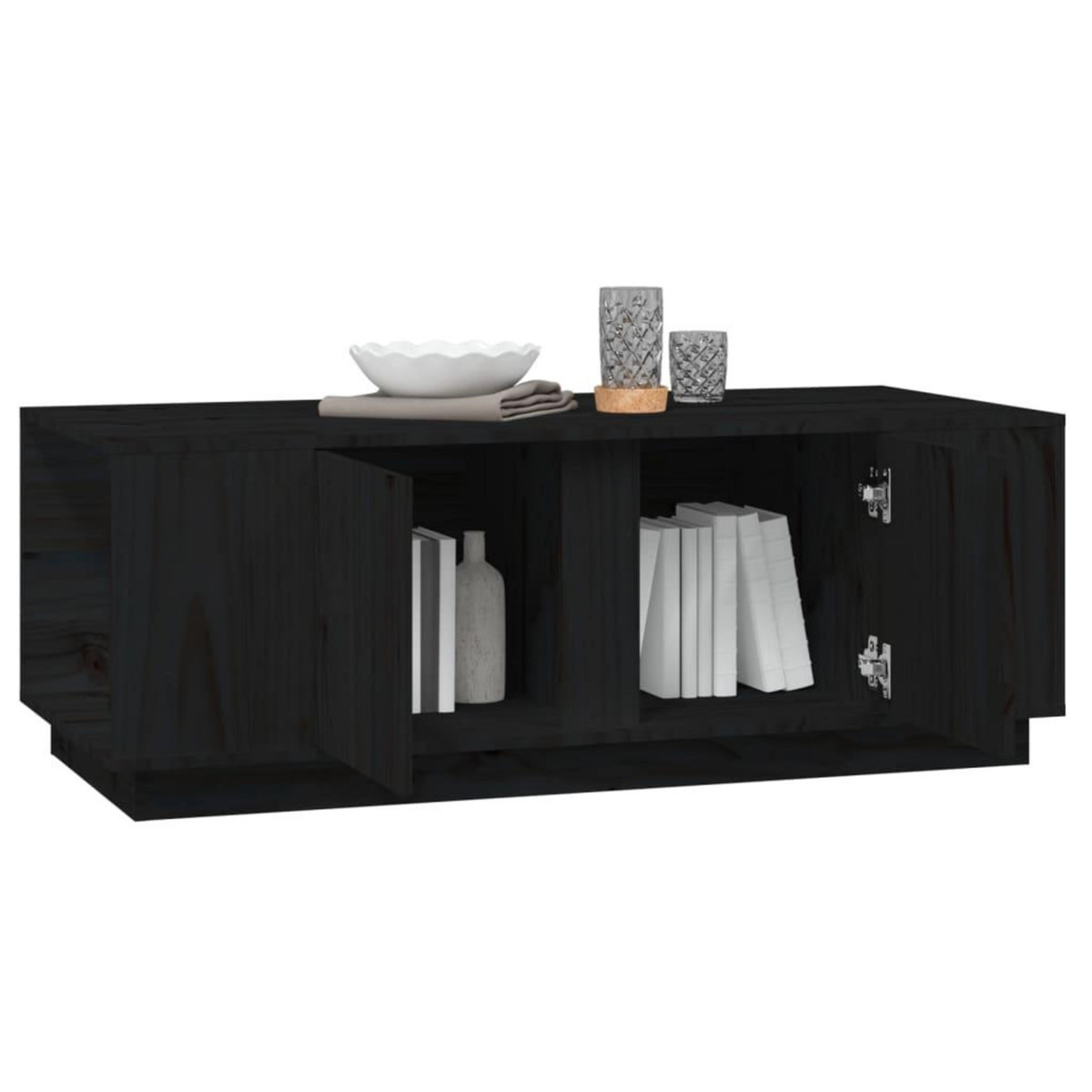 VIDAXL Table basse Noir 110x50x40 cm Bois massif de pin