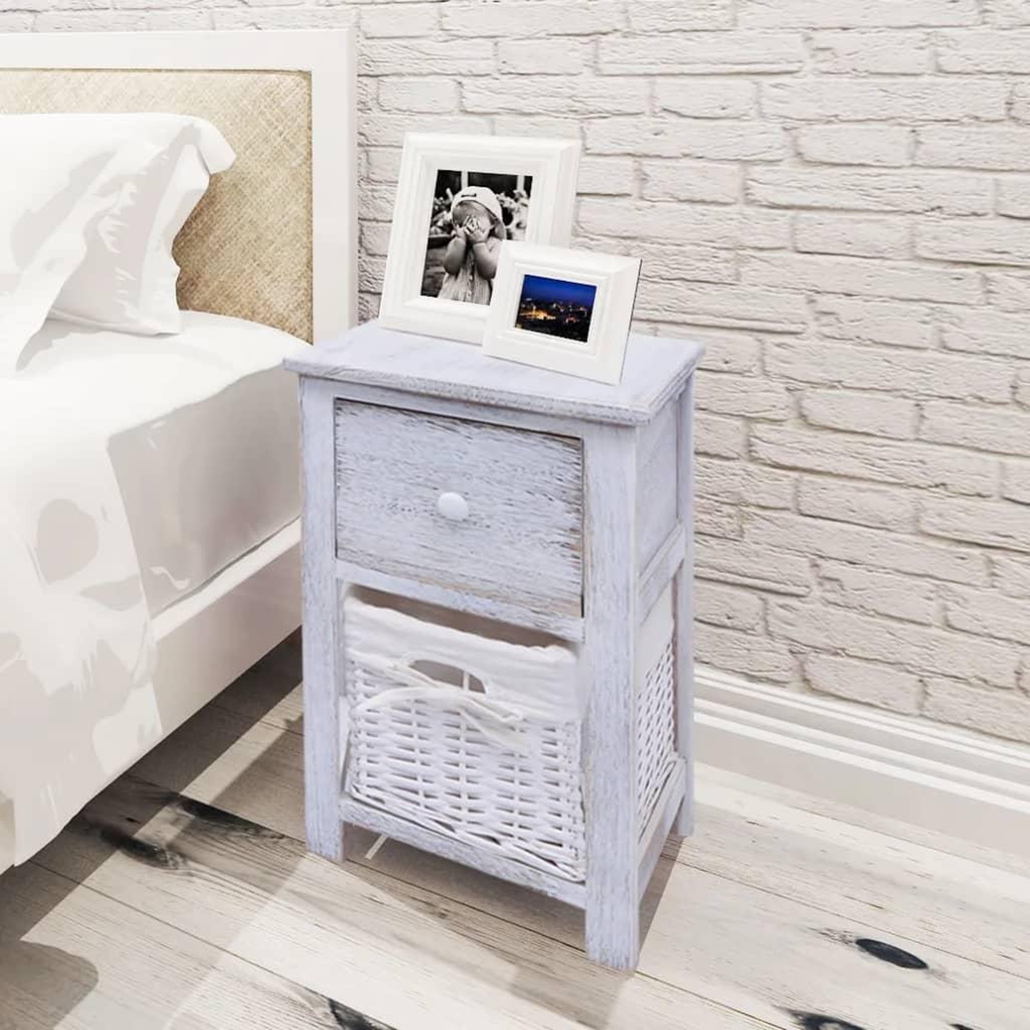 Voir la diapositive 1 : VIDAXL Table de chevet 2 pcs Bois Blanc