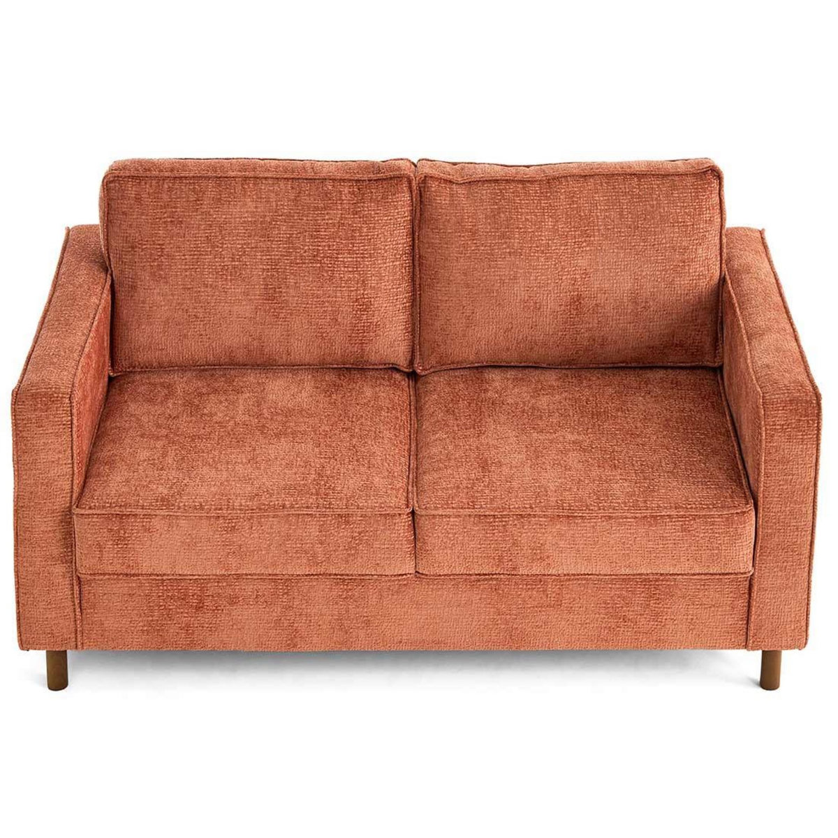 LISA DESIGN Jake - canapé droit 2 places en tissu velours relief - pieds en bois foncé