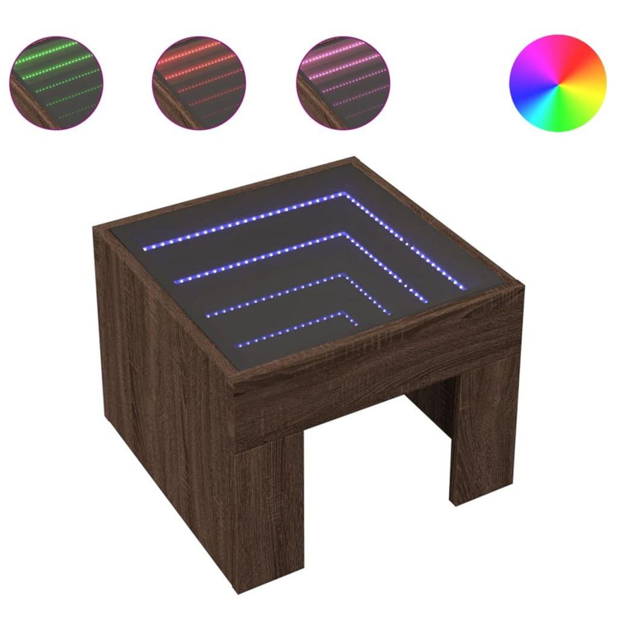 VIDAXL Table basse avec LED infini chene marron 40x40x30 cm
