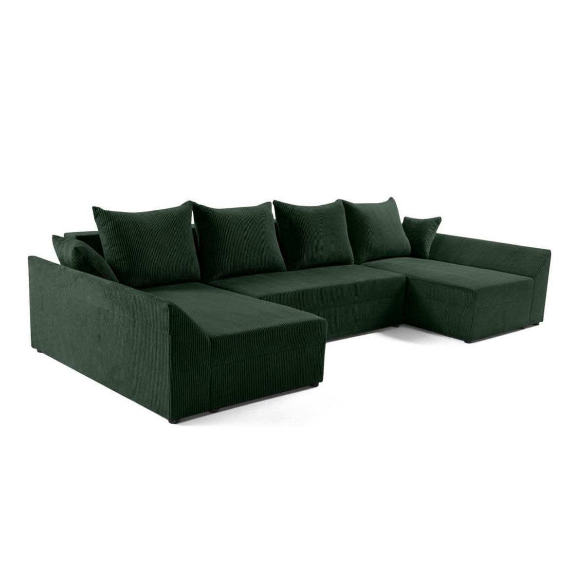 BEST MOBILIER Mike - canapé panoramique en u - 7 places - convertible avec coffre - en velours côtelé