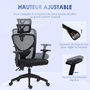 Voir la diapositive 5 : VINSETTO Fauteuil de bureau manager grand confort réglable dossier ergonomique inclinable pivotant tissu maille noir