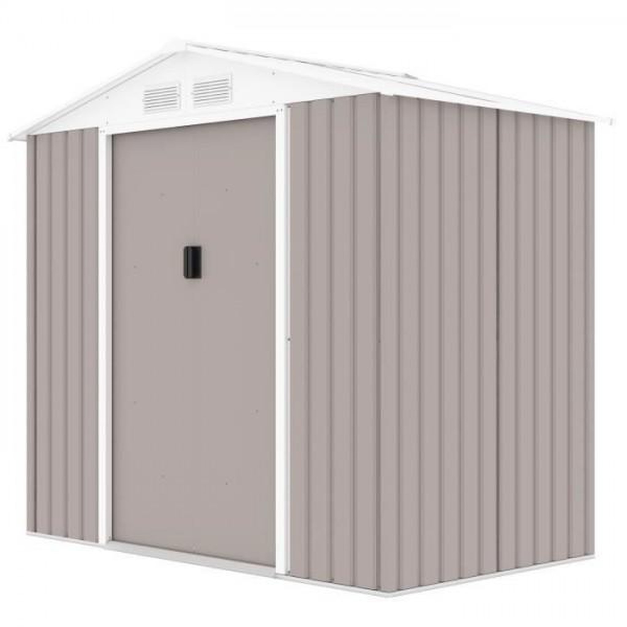 Voir la diapositive 3 : MARKET24 PLUTON Abri de jardin en métal 2,71 m² - 213 x 127 x 195 cm - Kit d'ancrage inclus, 2 portes coulissantes - Taupe