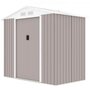 Voir la diapositive 3 : MARKET24 PLUTON Abri de jardin en métal 2,71 m² - 213 x 127 x 195 cm - Kit d'ancrage inclus, 2 portes coulissantes - Taupe