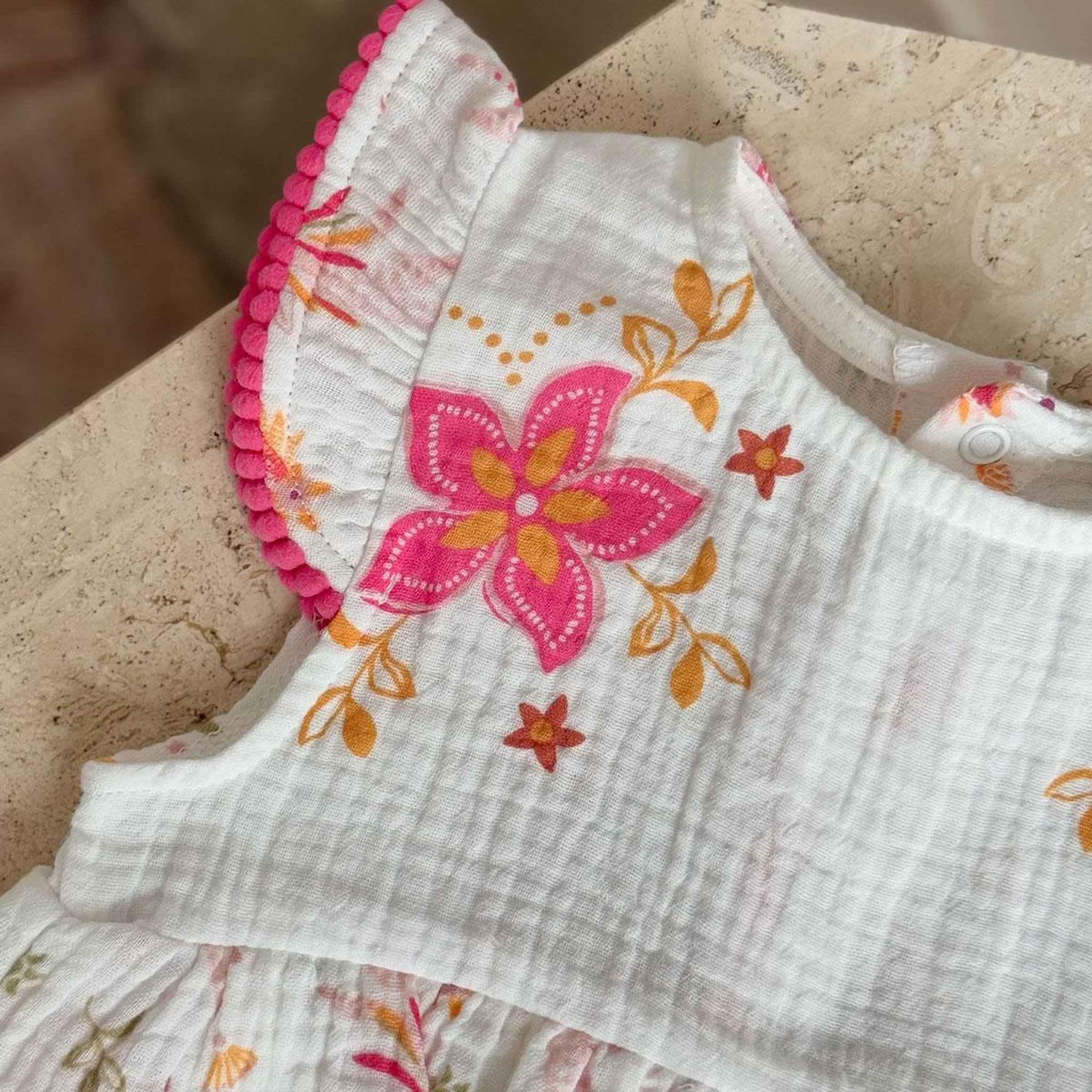 Voir la diapositive 5 : Petit Béguin Barboteuse bébé en gaze de coton Fiesta
