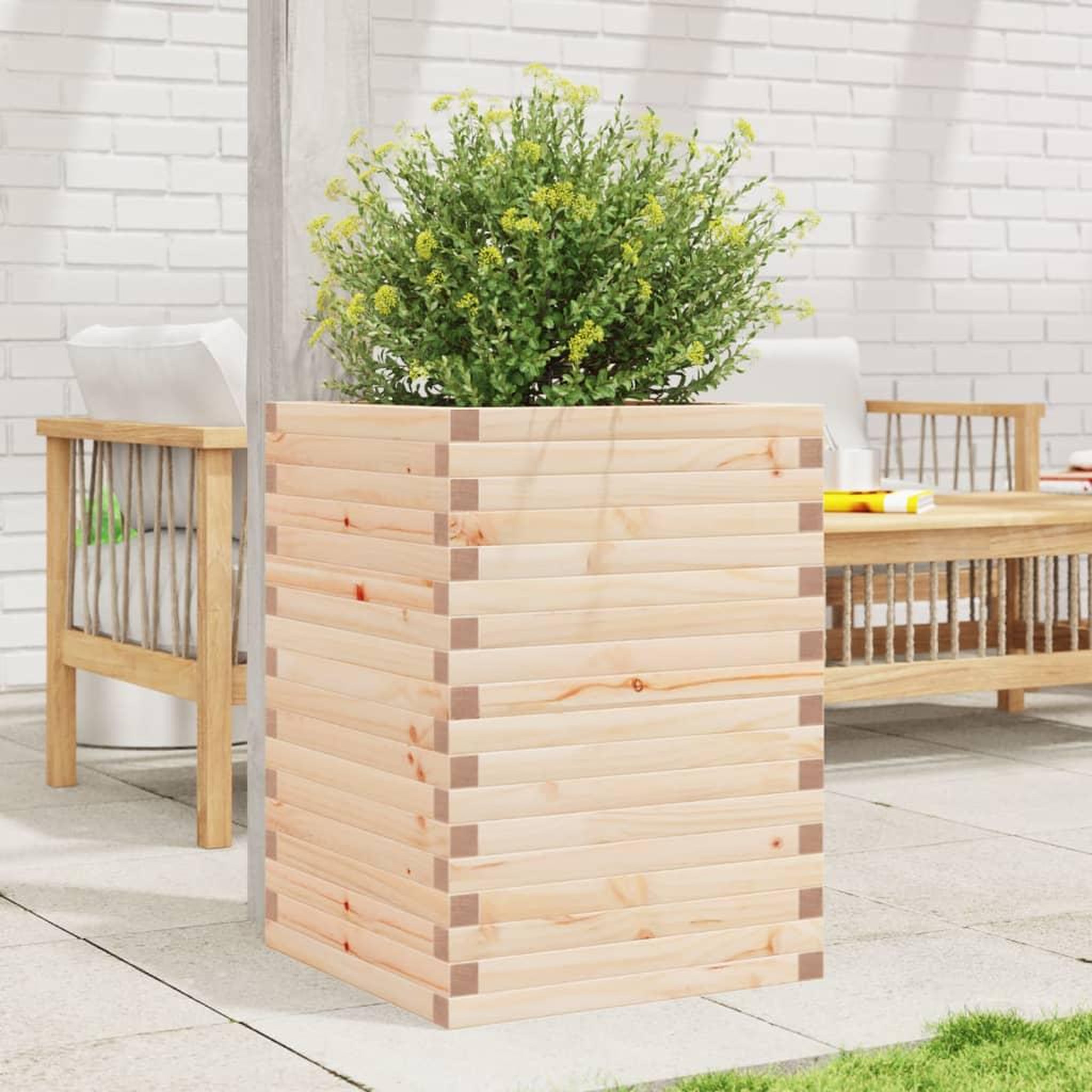Voir la diapositive 3 : VIDAXL Jardiniere 50x50x68,5 cm bois de pin massif