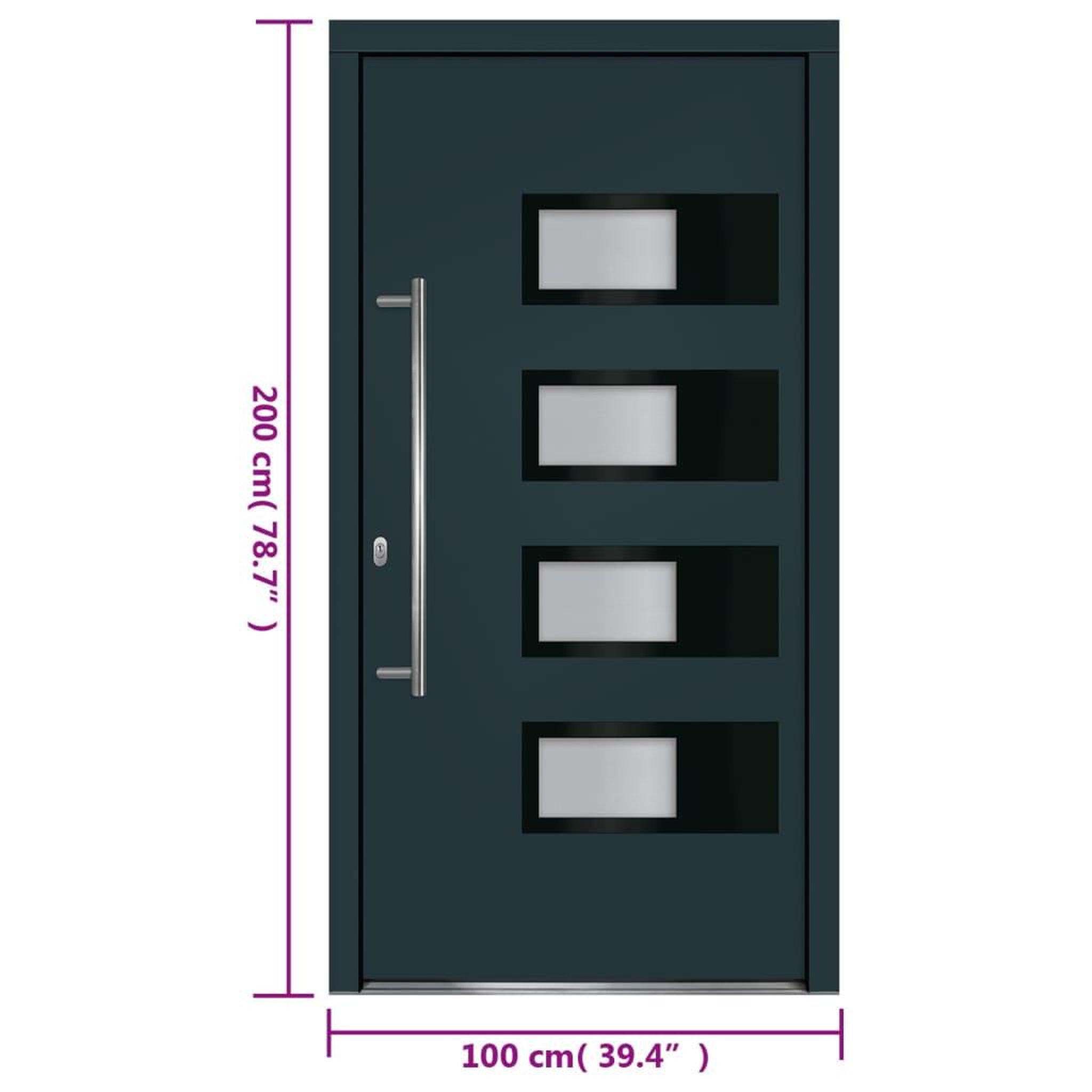 Voir la diapositive 6 : VIDAXL Porte d'entree Anthracite 100x200 cm Aluminium et PVC