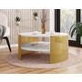 Voir la diapositive 3 : BEST MOBILIER Cruz - table basse ronde - effet marbre blanc et doré - 75 cm