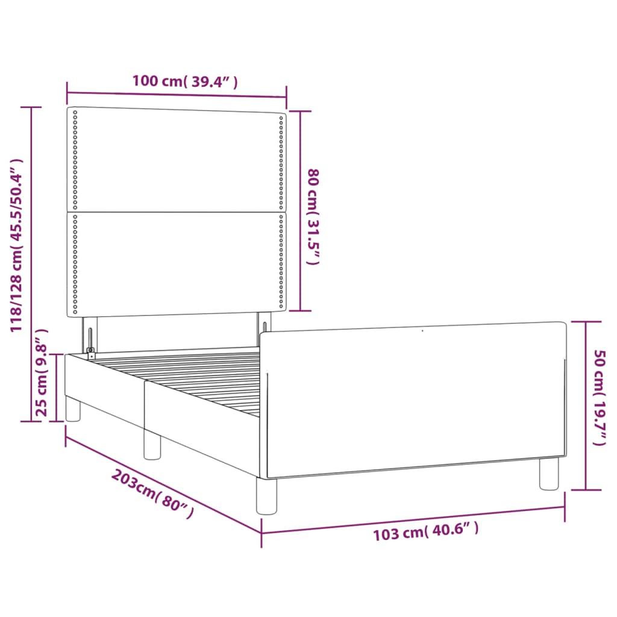 Voir la diapositive 6 : VIDAXL Cadre de lit sans matelas cappuccino 100x200 cm similicuir
