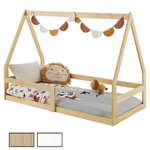 IDIMEX Lit cabane TAMI 70 x 140 cm, en pin massif. Coloris disponibles : Marron, Blanc