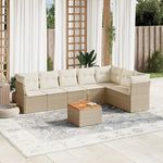 VIDAXL Salon de jardin avec coussins 8 pcs beige resine tressee