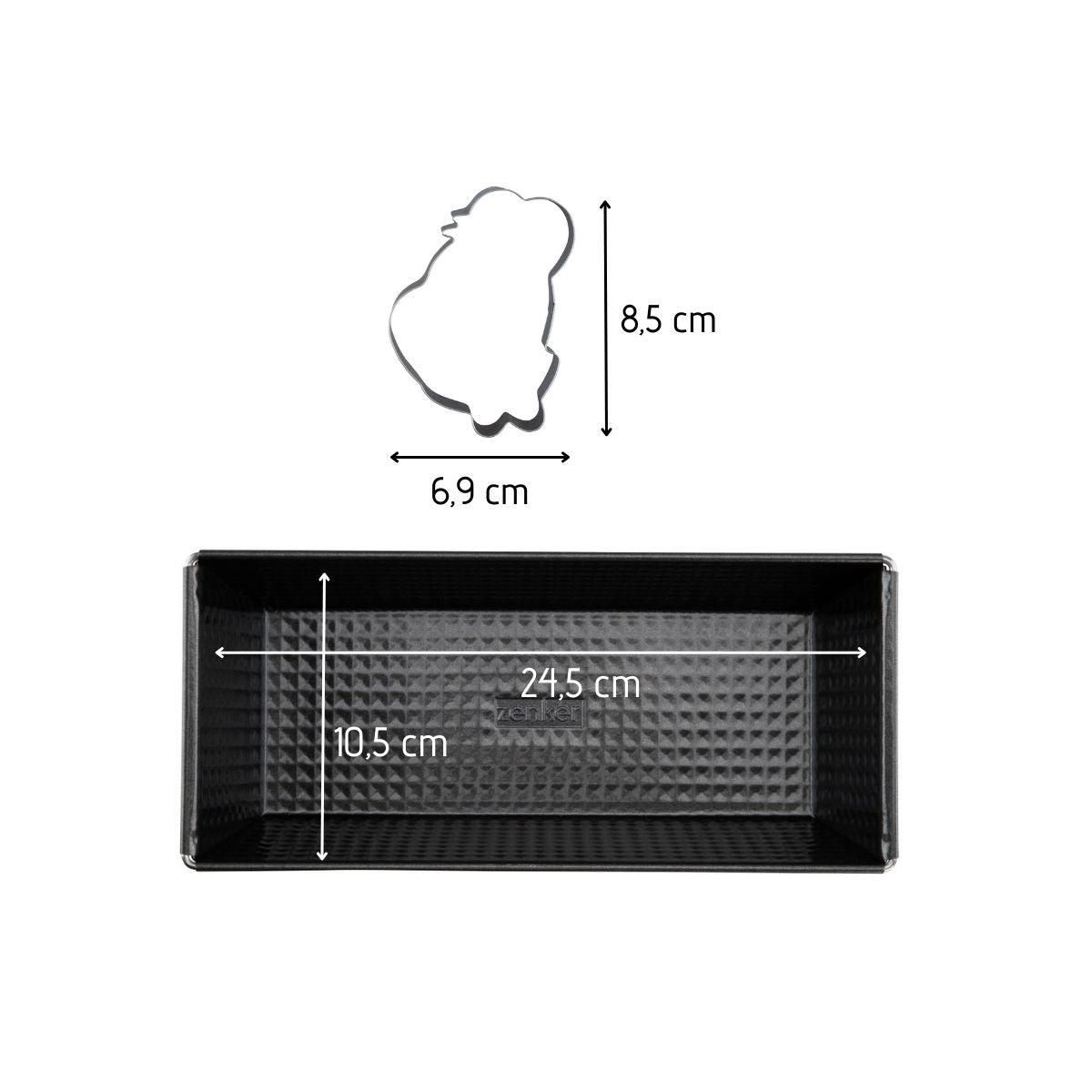 ZENKER Set pâtisserie avec moule à cake 25 cm et emporte-pièce motif ourson, 2 bols à mixer et spatule Zenker