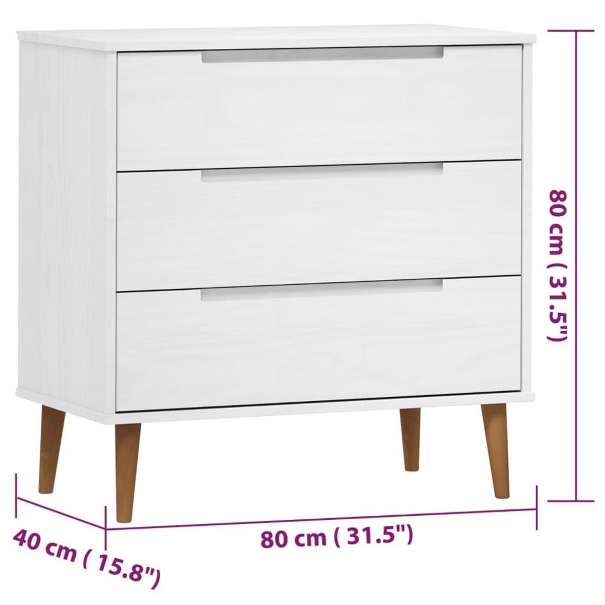 VIDAXL Commode MOLDE Blanc 80x40x80 cm Bois de pin massif