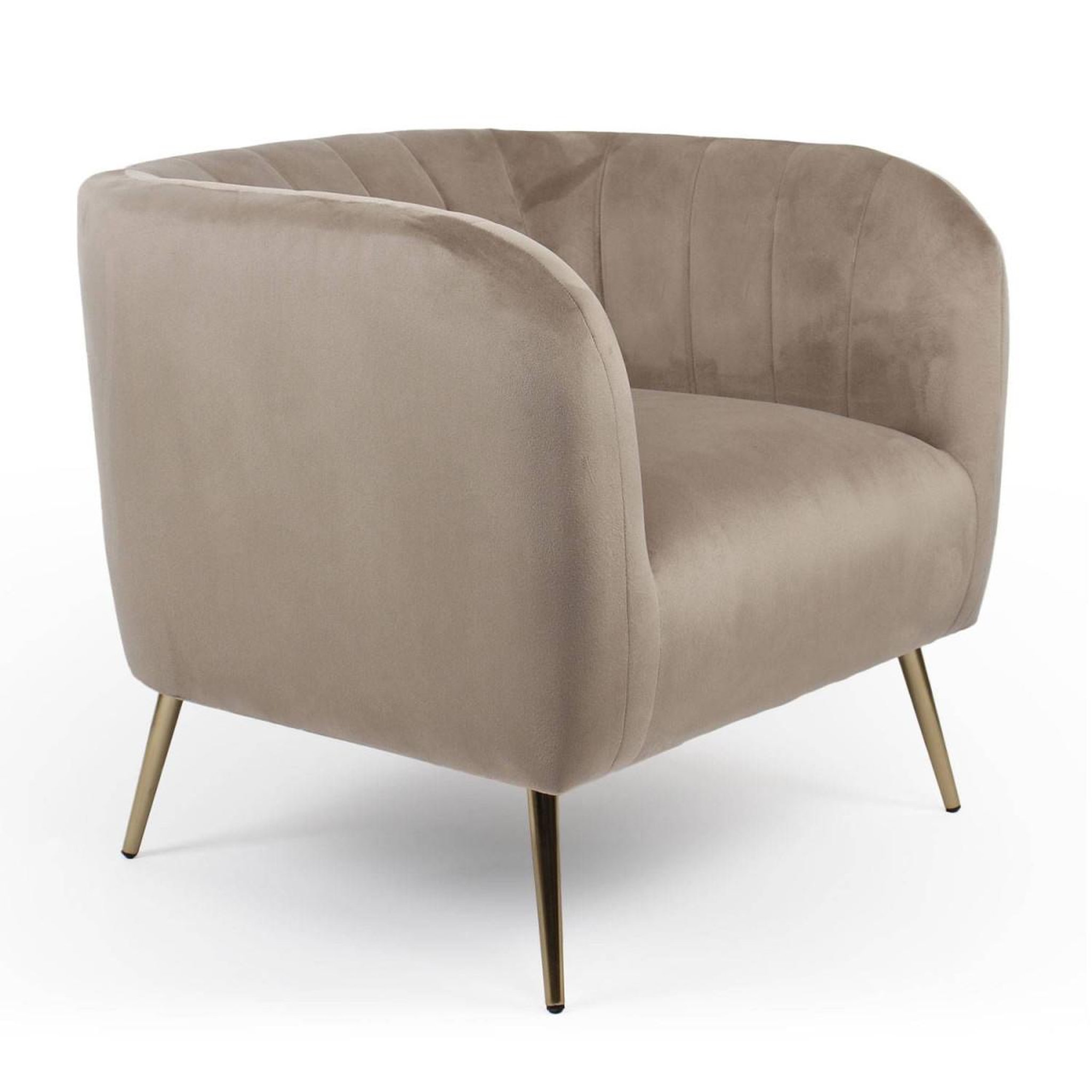 Paris Prix Fauteuil Design en Velours  Reuben  75cm Taupe