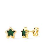 L'ATELIER D'AZUR Boucles d'Oreilles Or 18 Carats 750 Jaune et Malachite - Etoiles